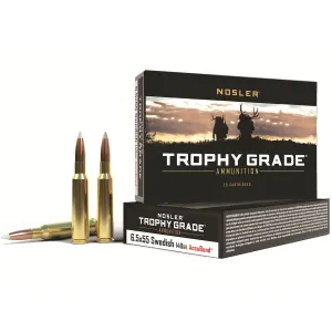 Nosler Trophy Grade 6.5x55mm Swedish Mauser Ammo 140 Grain Nosler AccuBond Bonded Polymer Tip Box of 20