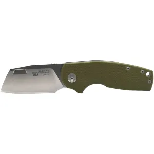 SOG Stout FLK Pocket Knife 2.4" Cleaver Cryo D2 Stonewashed Blade G10 Handle Olive Drab