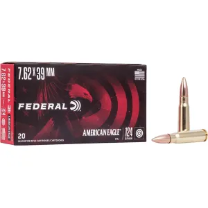 Federal American Eagle 7.62x39mm Ammo 124 Grain Full Metal Jacket Case of 500 (25 Boxes of 20)