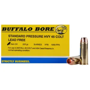 Buffalo Bore 45 Colt (Long Colt) Ammo 225 Grain Barnes XPB Solid Hollow Point Lead Free Box of 20