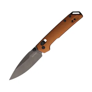 Kershaw Mini Iridium Pocket Knife 3" Spear Point D2 Black Stonewash Blade Aluminum Handle Bronze