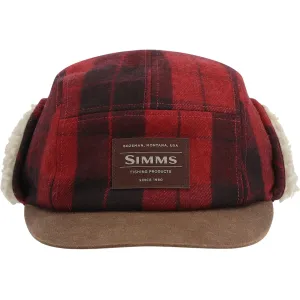 Simms Men's Coldweather Hat Red Buffalo Plaid Small/Medium