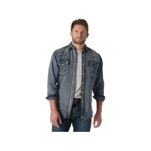 Wrangler Men's Authentic Cowboy Cut Long Sleeve Shirt Antique Blue Large