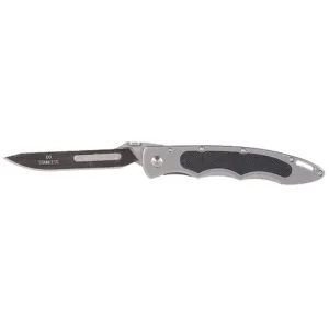 Havalon Knives Piranta Pocket Knife 2.75" Drop Point 60A Stainless Blade Stainless Steel Handle Black/Gray