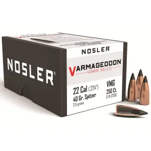 Nosler Varmageddon 22 Caliber (224 Diameter) Bullets 40 Grain Polymer Tip Box of 250