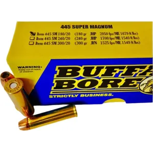 Buffalo Bore 445 Super Magnum Ammo 180 Grain Jacketed Hollow Point Box of 20