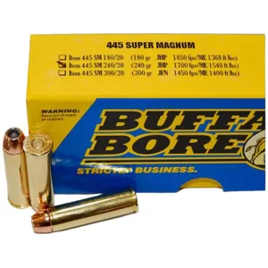 Buffalo Bore 445 Super Magnum Ammo 240 Grain Jacketed Hollow Point Box of 20
