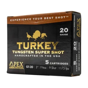 Apex Turkey TSS 20 Gauge Ammo 3" #9 Tungsten Shot 1-5/8 oz Box of 5