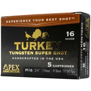 Apex Turkey TSS 16 Gauge Ammo 2-3/4" #9 Tungsten Shot 1-5/8 oz Box of 5