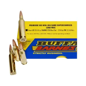 Buffalo Bore Supercharged 243 Winchester Ammo 85 Grain Barnes TSX Solid Hollow Point Lead Free Box of 20