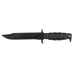 Ontario SP1 Marine Combat Fixed Blade Knife 7" Drop Point 1075 Black Carbon Steel Blade Kraton Handle Black