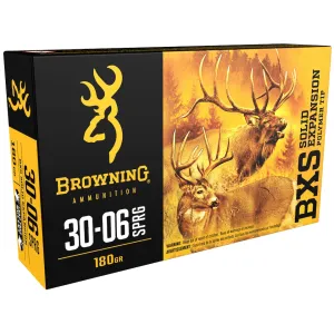 Browning BXS 30-06 Springfield Ammo 180 Grain Browning Solid Expansion Polymer Tip (BXS) Polymer Tip Lead Free Box of 20