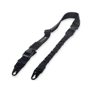 CrossTac Tactical Single/Double Point Bungee Rifle Sling with Hook Nylon Black