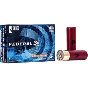 Federal Power-Shok 12 Gauge Ammo 3" #00 Buckshot 15 Pellets Case of 250 (50 Boxes of 5)