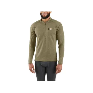 Carhartt Men's Force Midweight Long Sleeve Quarter Zip Base Layer Shirt Burnt Olive Heather 2XL