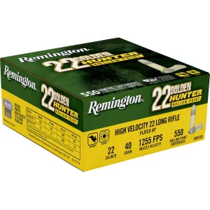 Remington Golden Hunter 22LR Ammo 40 Grain Plated Hollow Point Box of 550
