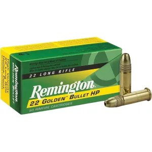 Remington Golden Bullet 22LR Ammo 36 Grain Plated Hollow Point Box of 500 (10 Boxes of 50)
