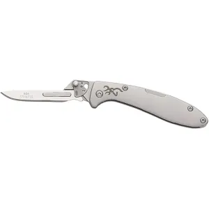 Browning Stainless Scalpel Pocket Knife 2.75" Scalpel Point Stainless Steel Stainless Blade Stainless Steel Handle Stainless
