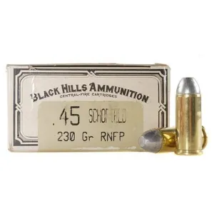 Black Hills Cowboy Action 45 S&W Schofield Ammo 230 Grain Flat Nose Box of 50