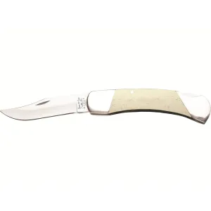 Bear & Son WSB05 Pocket Knife 2.75" Clip Point 440HC Satin Blade Bone Handle White