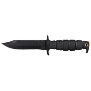 Ontario SP2 Air Force Survival Fixed Blade Knife 5.5" Drop Point 1095 Black Carbon Steel Blade Kraton Handle Black