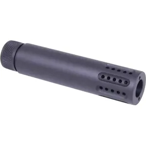 GunTec Muzzle Brake with Long Slip-Over Barrel Shroud AR-10, LR-308 5/8"-24 Thread Steel Matte