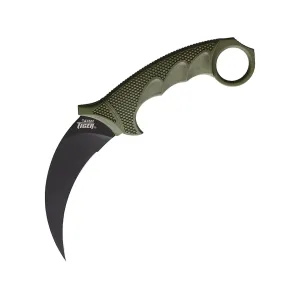 Cold Steel Steel Tiger Fixed Blade Knife 4.75" Karambit AUS-8 Black Blade Griv-Ex Handle OD Green