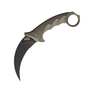 Cold Steel Steel Tiger Fixed Blade Knife 4.75" Karambit AUS-8 Black Blade Griv-Ex Handle Dark Earth