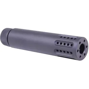 GunTec Muzzle Brake with Long Slip-Over Barrel Shroud AR-15 1/2"-28 Thread 223 Remington, 5.56x45mm NATO, 9mm Steel Matte