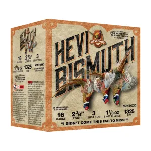 Hevi-Shot Hevi-Bismuth Upland 16 Gauge Ammo 2-3/4" #3 Bismuth Shot 1-1/8 oz Case of 250 (10 Boxes of 25)