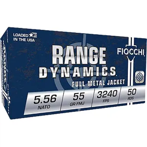 Fiocchi Range Dynamics M193 5.56x45mm NATO Ammo 55 Grain Full Metal Jacket Case of 1000