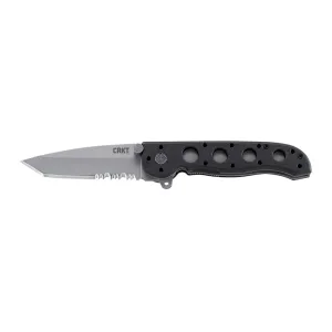 CRKT M16-12Z Pocket Knife 3.09" Partially Serrated Tanto Point AUS-8 Bead Blasted Blade Glass Reinforced Nylon (GRN) Handle Black