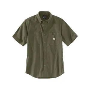 Carhartt Men's Rugged Flex Relaxed Fit Midweight Canvas Short Sleeve Shirt Basil XL Tall
