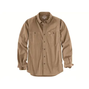 Carhartt Men's Rugged Flex Relaxed Fit Midweight Canvas Long Sleeve Shirt Dark Khaki XL
