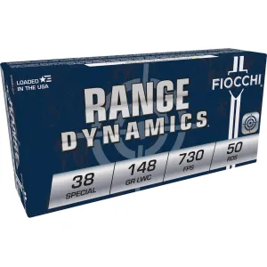Fiocchi Range Dynamics 38 Special Ammo 148 Grain Wadcutter Case of 1000 (20 Boxes of 50)