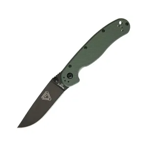 Ontario RAT 2 Pocket Knife 3" Drop Point D2 Black Blade G-10 Handle OD Green