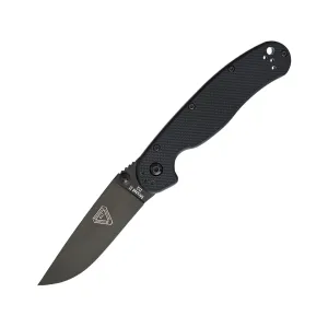 Ontario RAT 2 Pocket Knife 3" Drop Point D2 Black Blade G-10 Handle Black