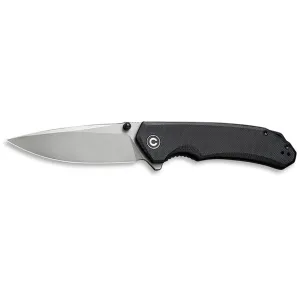 CIVIVI Brazen Pocket Knife 3.46" Drop Point 14C28N Stonewashed Blade G-10 Handle Black