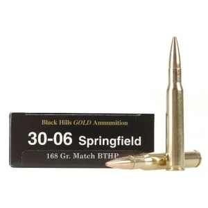 Black Hills Gold 30-06 Springfield Ammo 168 Grain Hornady Match Jacketed Hollow Point Box of 20