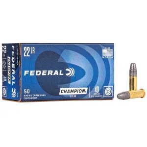 Federal Champion 22LR Ammo 40 Grain Round Nose Box of 500 (10 Boxes of 50)