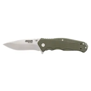 Bear & Son Pattern 102 Assisted Opening Pocket Knife 3.375" Drop Point 440 Satin Blade G-10 Handle Olive Drab