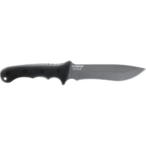 Schrade Reckon TiNi Fixed Blade Knife 5.9" Drop Point AUS-10 Titanium Nitride Blade Rubber Handle Black