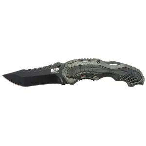 Smith & Wesson M&P M.A.G.I.C. Assisted Opening Pocket Knife 3.4" Clip Point 4034 Black Oxide Blade Aluminum/Rubber Handle Green/Black