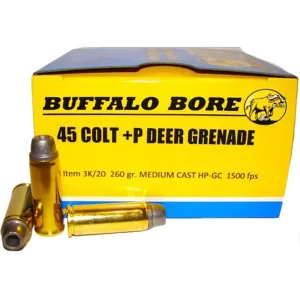 Buffalo Bore Deer Grenade 45 Colt (Long Colt) Ammo +P 260 Grain Medium Cast Lead Hollow Point Box of 20