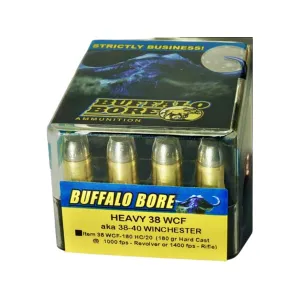 Buffalo Bore 38-40 WCF Ammo 180 Grain Hard Cast Lead Flat Nose Box of 20