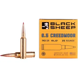 Black Sheep 6.5 Creedmoor Ammo 143 Grain Hornady ELD-X Polymer Tip Box of 25