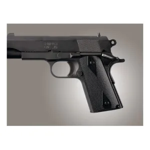 Hogue Extreme Series Grips for 1911 Officer Checkered G10 Black