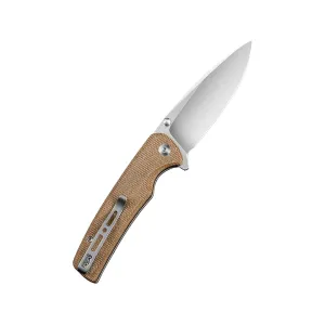 Sencut Sachse Folding Knife 3.47" Drop Point 9Cr18MoV Satin Blade Micarta Handle Brown