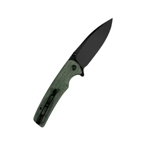 Sencut Sachse Folding Knife 3.47" Drop Point 9Cr18MoV Black Stonewash Blade Micarta Handle Green