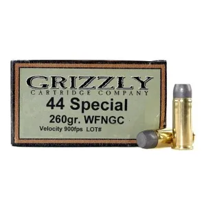 Grizzly Cartridge Bear Load 44 Special Ammo 260 Grain Flat Nose Box of 20